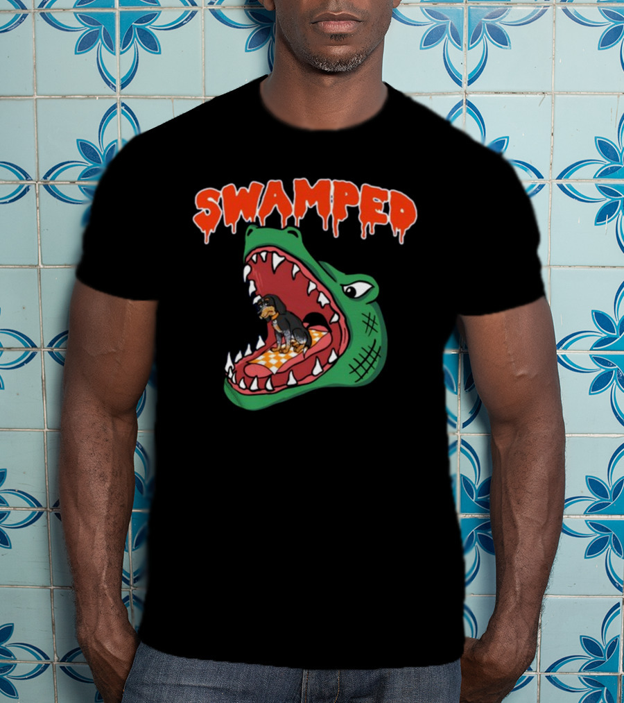 Swamped Hoodie Dog In Gator Mouth T-Shirt