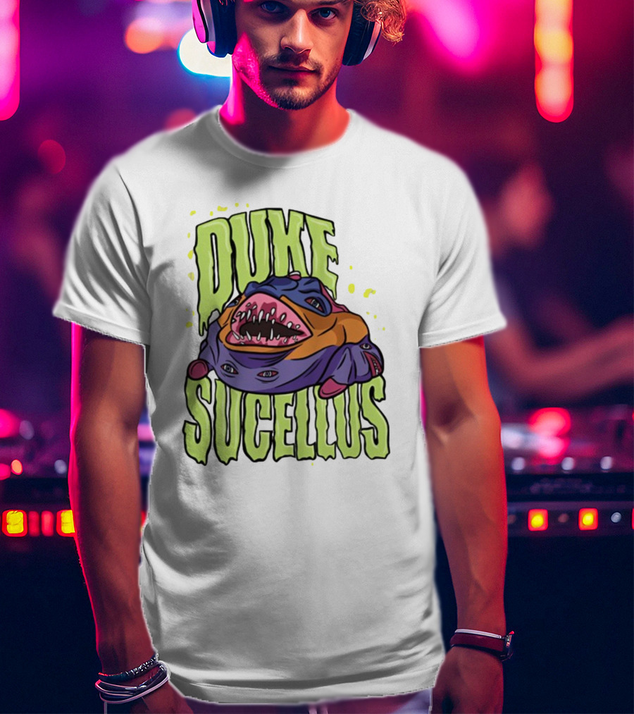 Duke Sucellus Multicolored Creature With Sharp Teeth T-Shirt