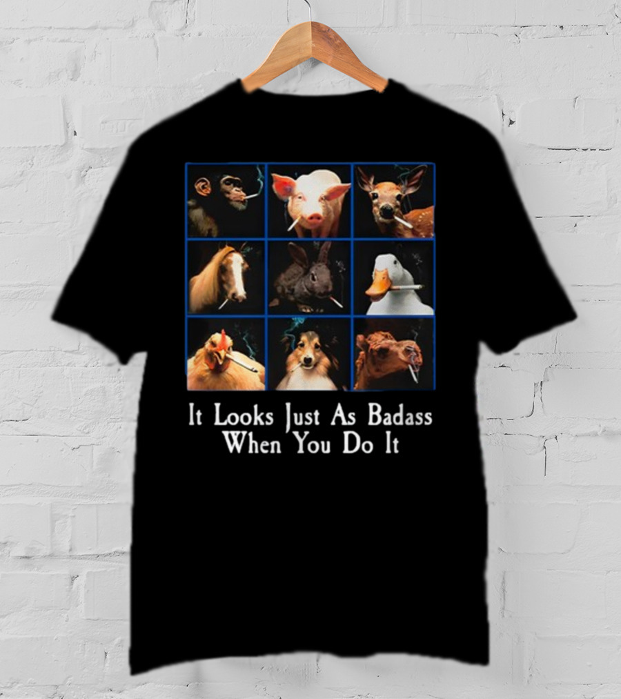 It Looks Just As Badass When You Do It Smoking Animals Grid T-Shirt