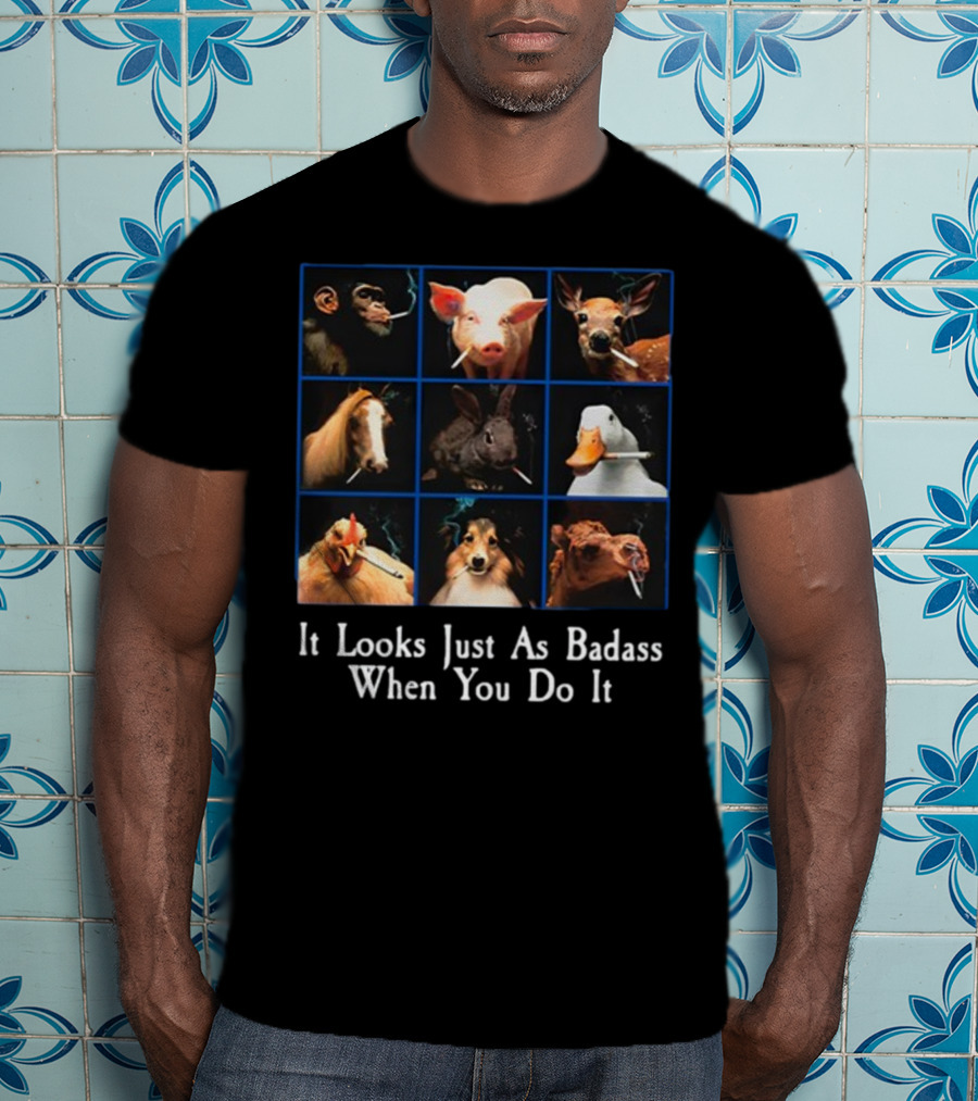 It Looks Just As Badass When You Do It Smoking Animals Grid T-Shirt