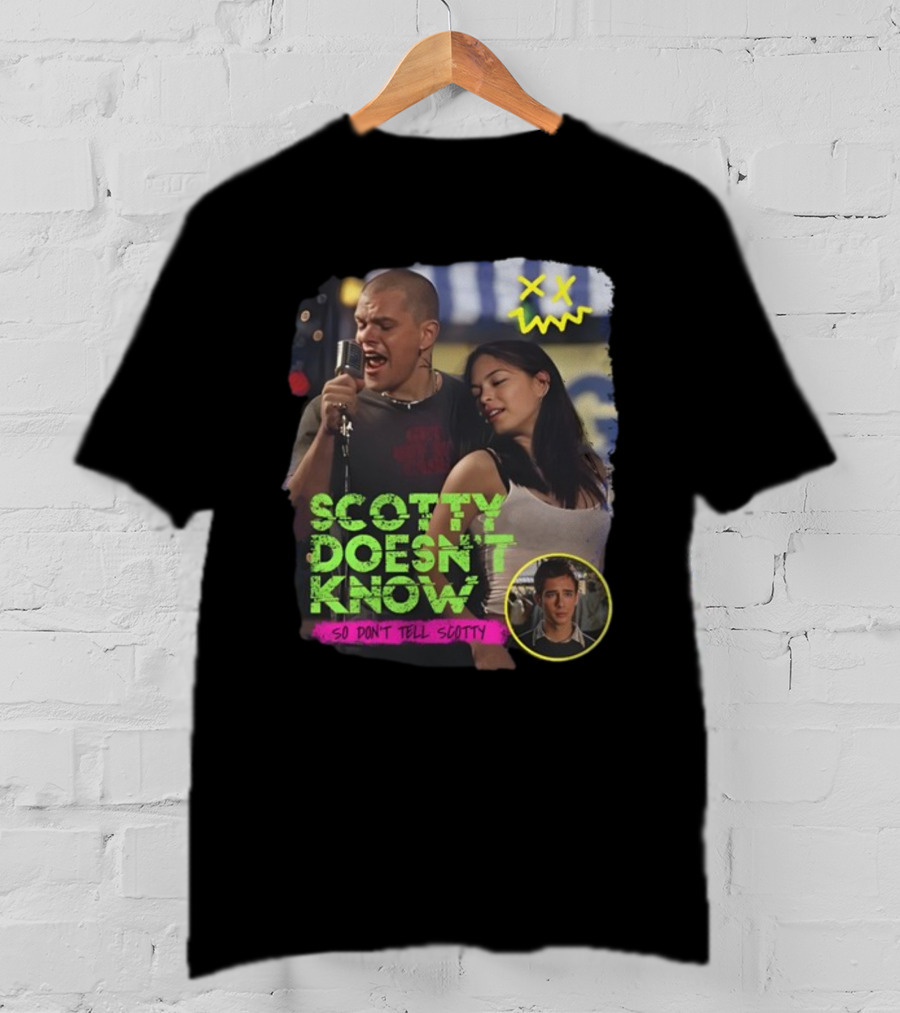 Jonas Never Scotty Doesn't Know So Don't Tell Scotty Karaoke Scene T-Shirt
