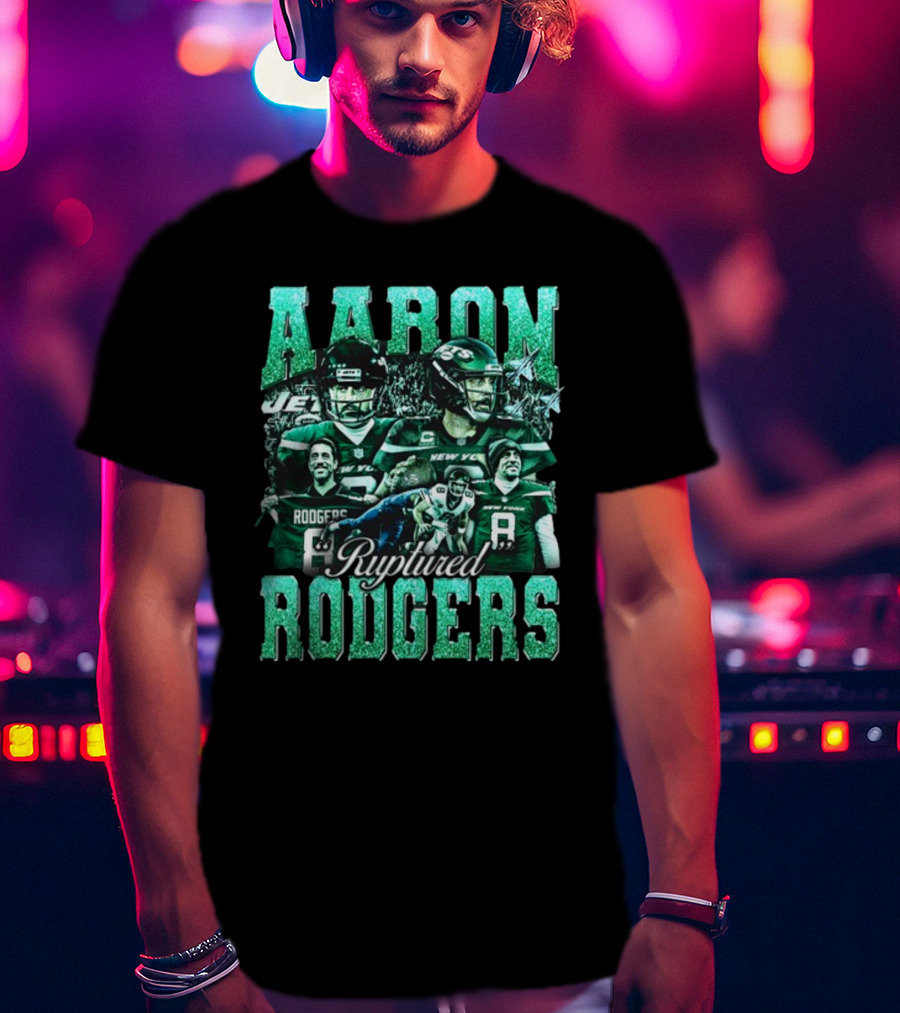 Aaron Rodgers Ruptured Rodgers New York Jets Quarterback Collage T-Shirt