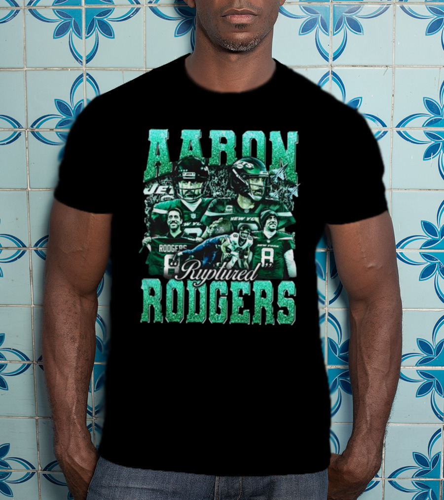 Aaron Rodgers Ruptured Rodgers New York Jets Quarterback Collage T-Shirt