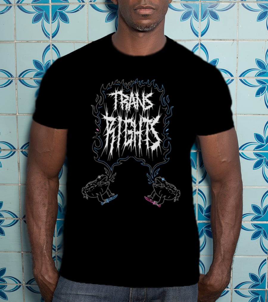 Trans Rights Frogs With Knives And Flames T-Shirt