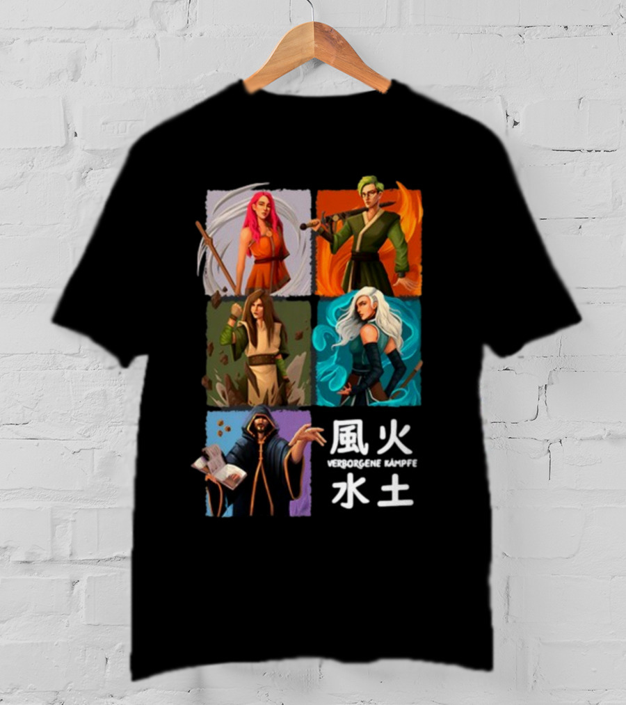 Verborgene Kämpfer Avatar Elemente Wind Feuer Wasser Erde Pen And Paper T-Shirt