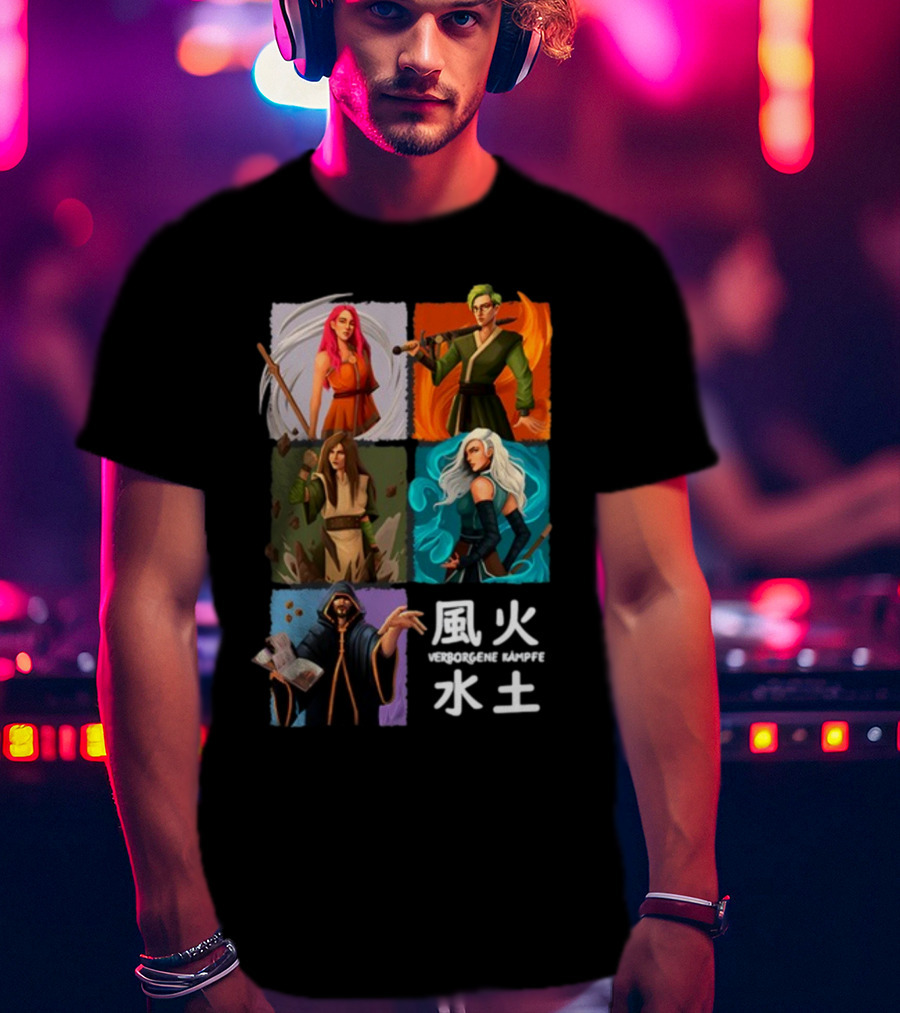 Verborgene Kämpfer Avatar Elemente Wind Feuer Wasser Erde Pen And Paper T-Shirt