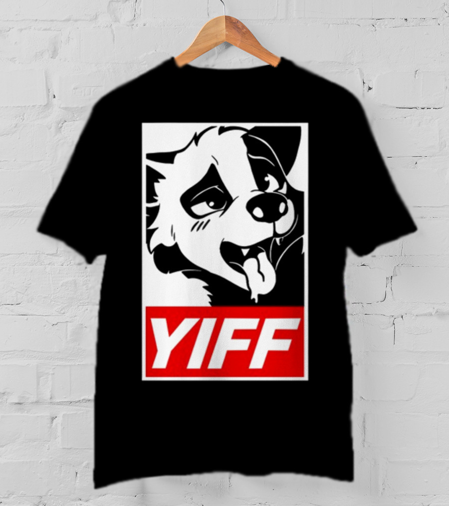 Yiff Dog Logo Red And White T-Shirt