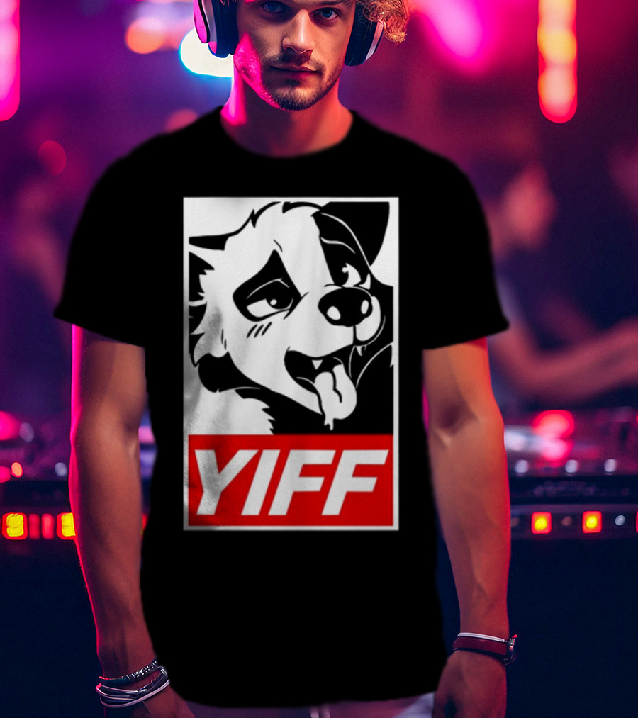 Yiff Dog Logo Red And White T-Shirt