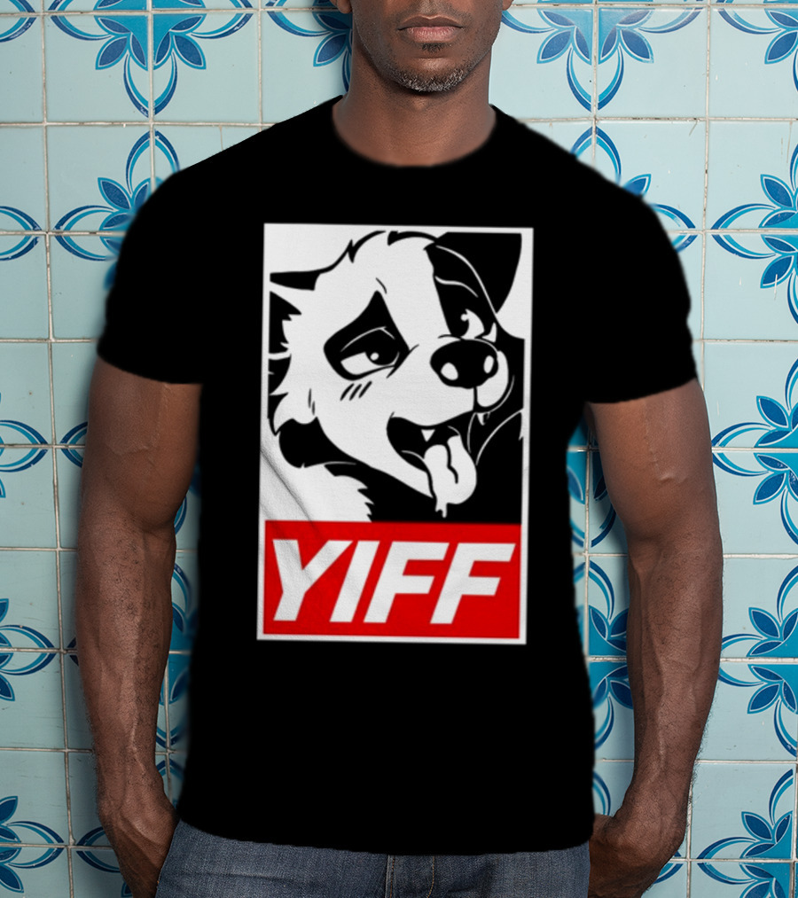 Yiff Dog Logo Red And White T-Shirt