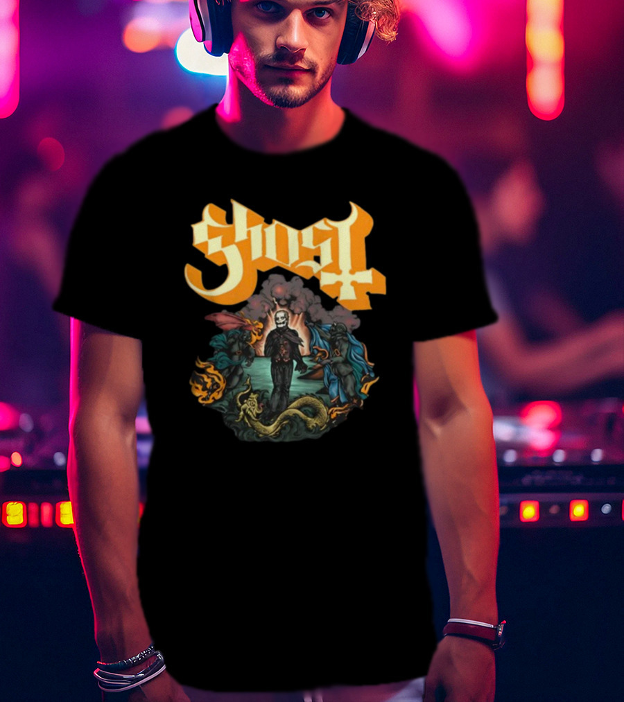 Ghost Band Surreal Ocean Scene With Figures And Sea Creature T-Shirt