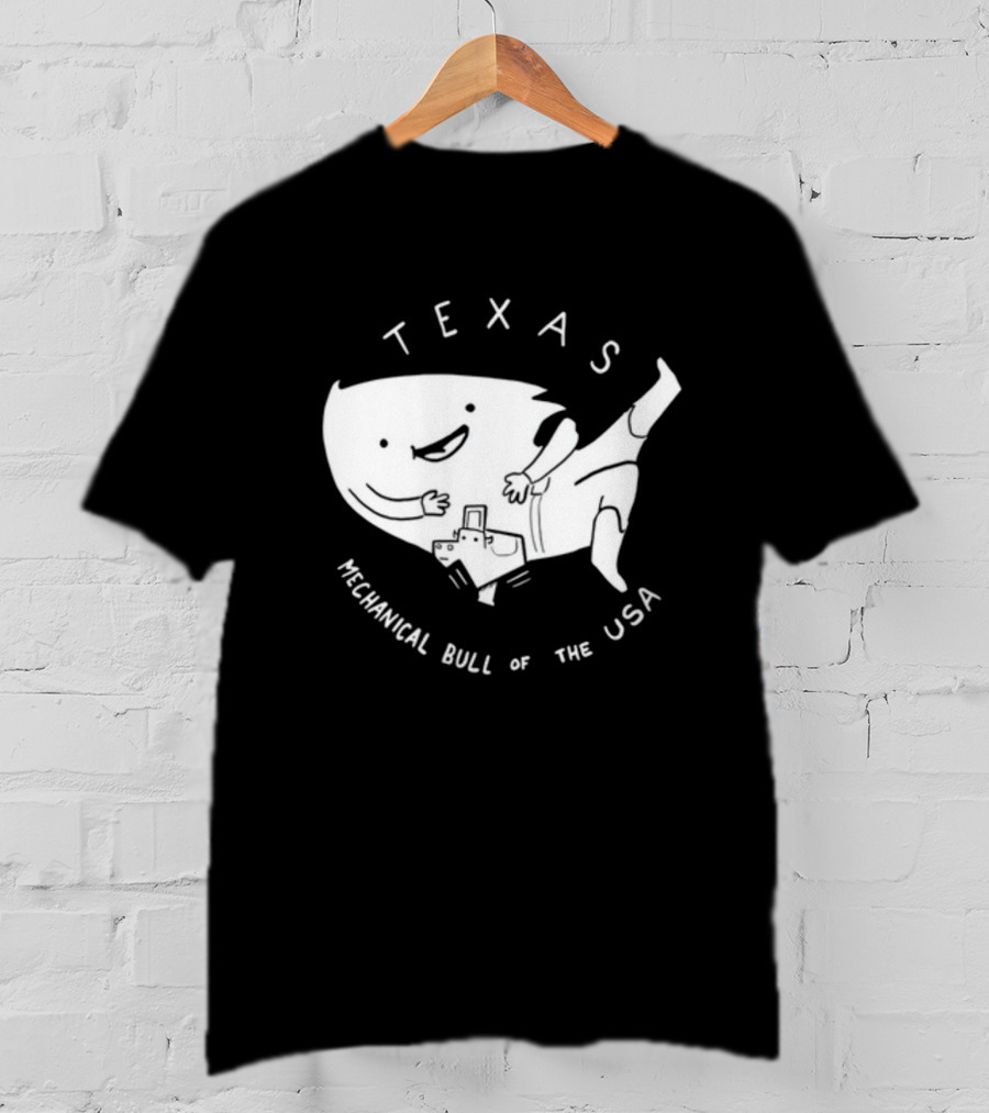 Texas Mechanical Bull Of The USA Fun Cartoon T-Shirt