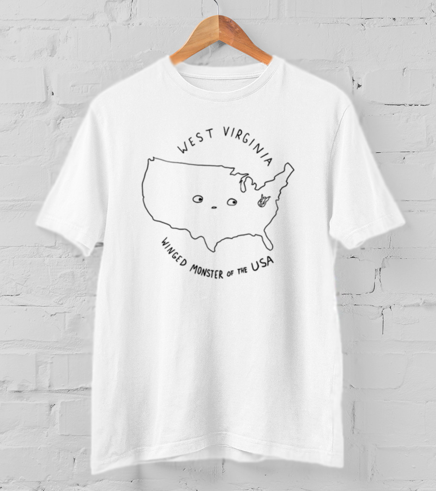 West Virginia Winged Monster Map Illustration USA T-Shirt