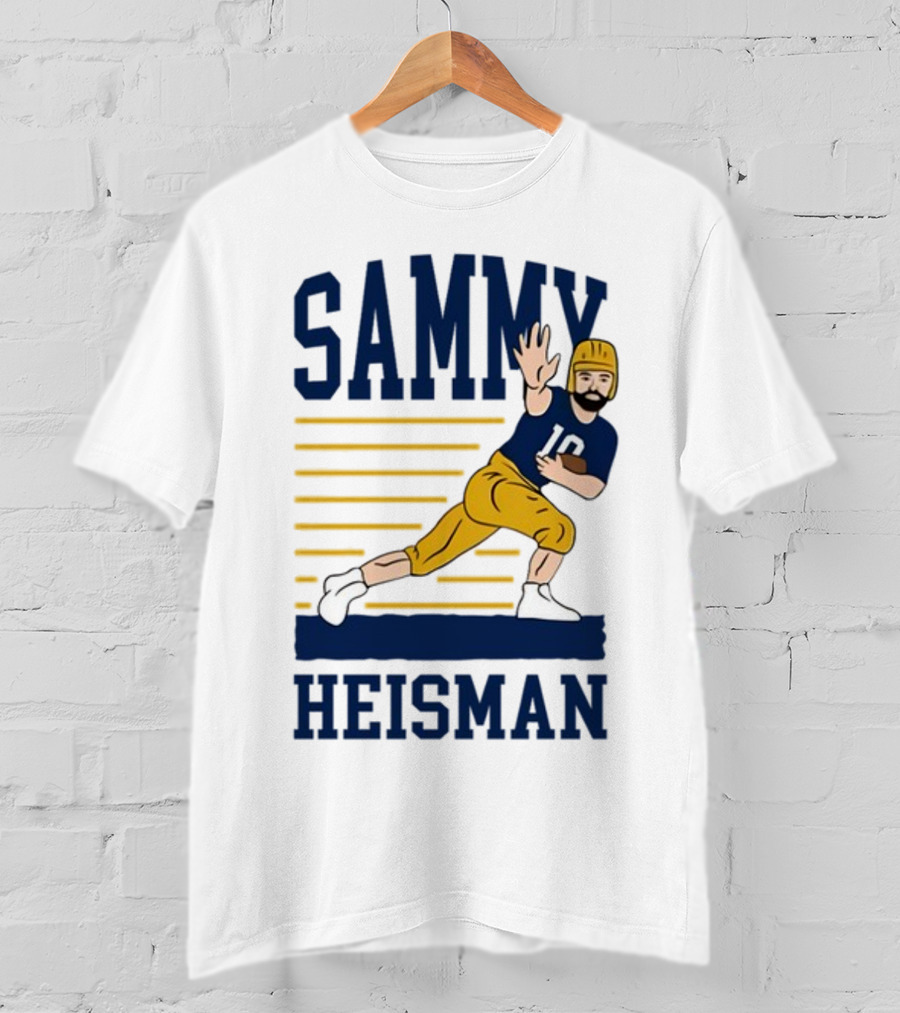 SAMMY HEISMAN 10 Football Pose With Stripes T-Shirt