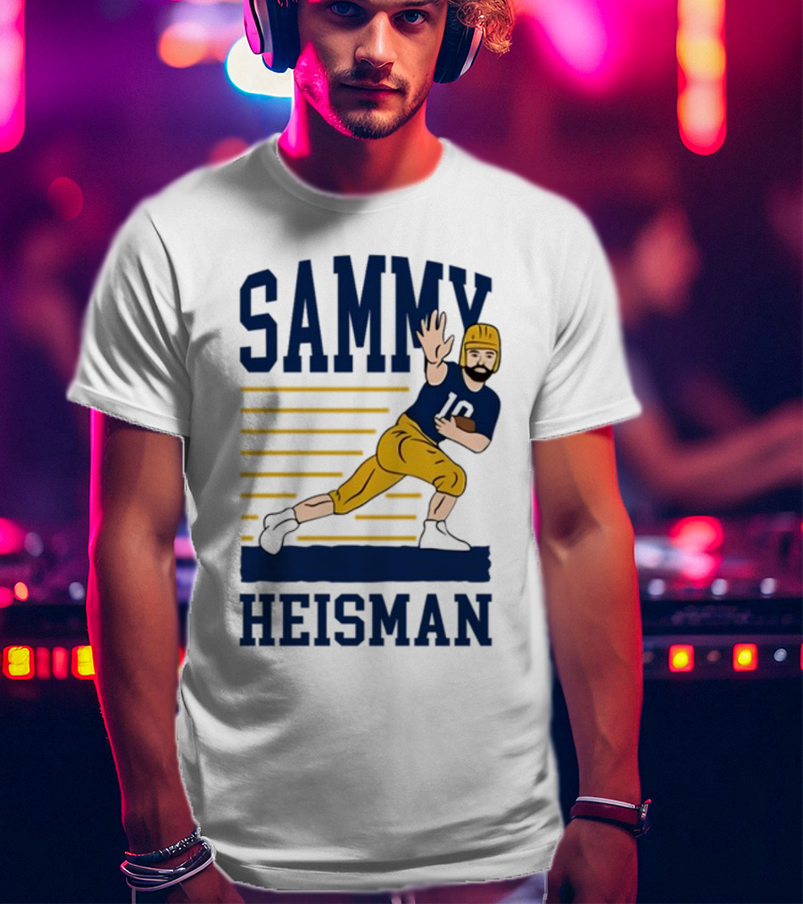 SAMMY HEISMAN 10 Football Pose With Stripes T-Shirt
