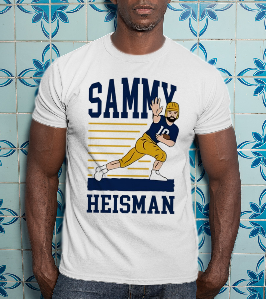 SAMMY HEISMAN 10 Football Pose With Stripes T-Shirt
