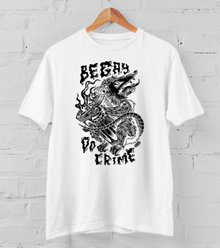 Be Gay Do Crime Rat Illuminated By Flames T-Shirt