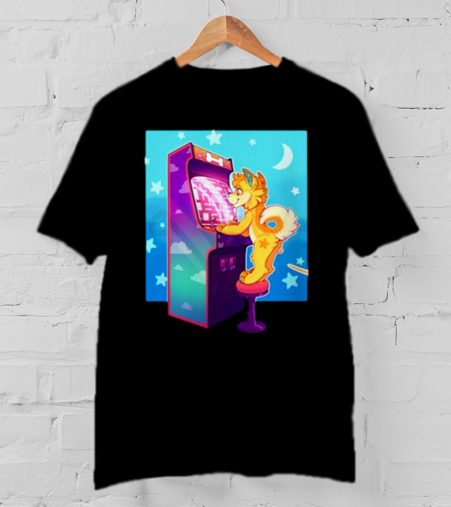 Drackypoof Arcade Pupper Retro Night Gaming T-Shirt