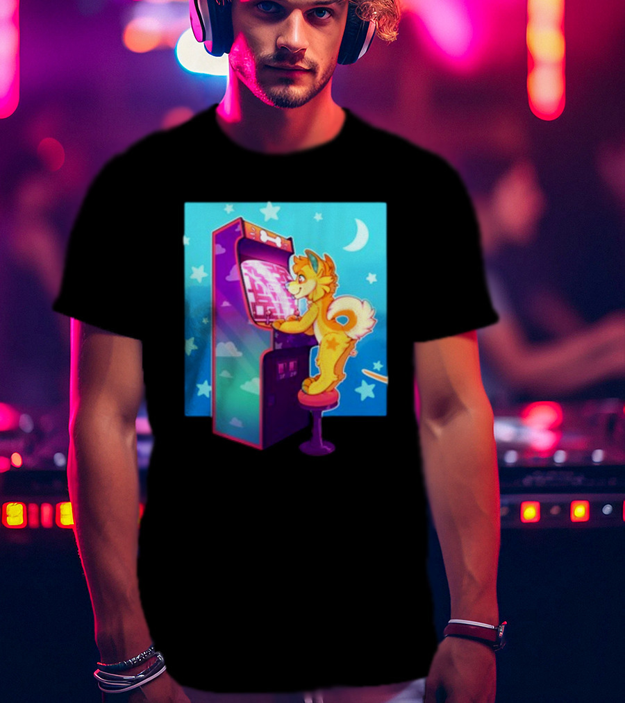 Drackypoof Arcade Pupper Retro Night Gaming T-Shirt