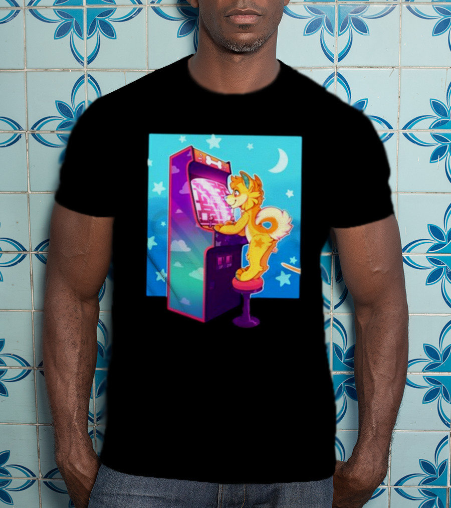 Drackypoof Arcade Pupper Retro Night Gaming T-Shirt
