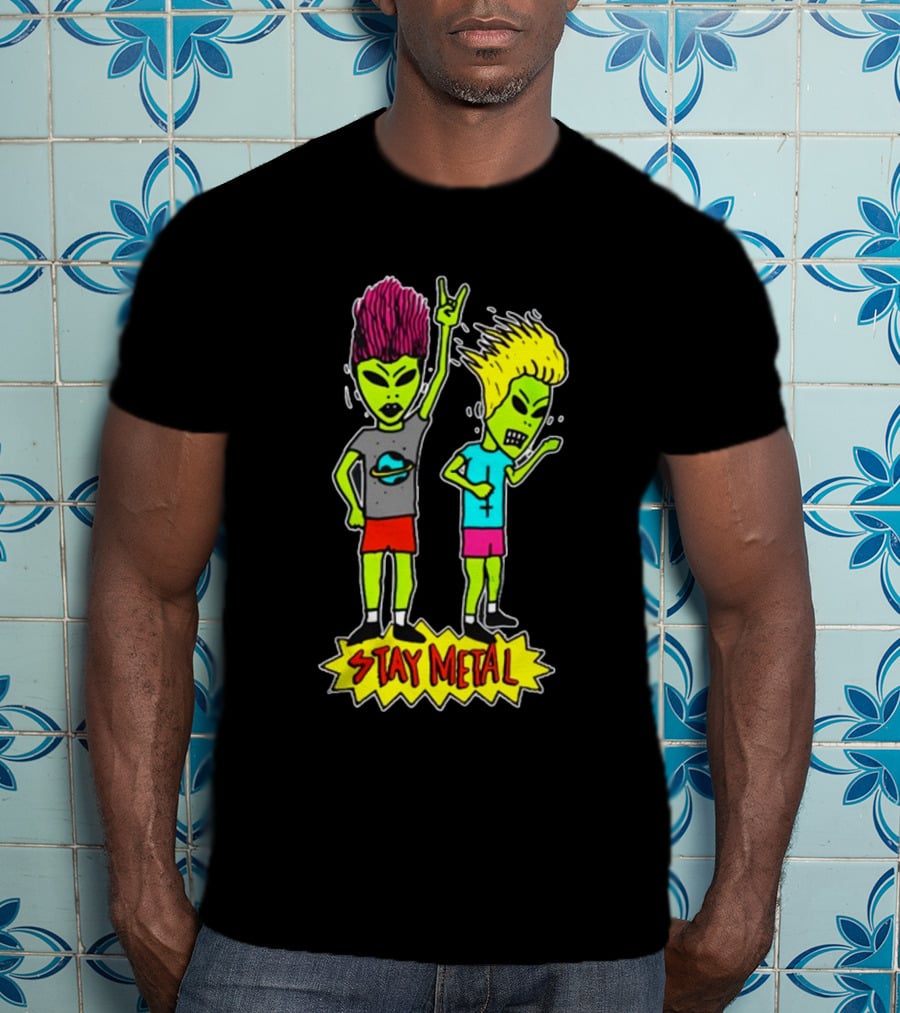 Teen Hearts Green Aliens Stay Metal Mohawk T-Shirt