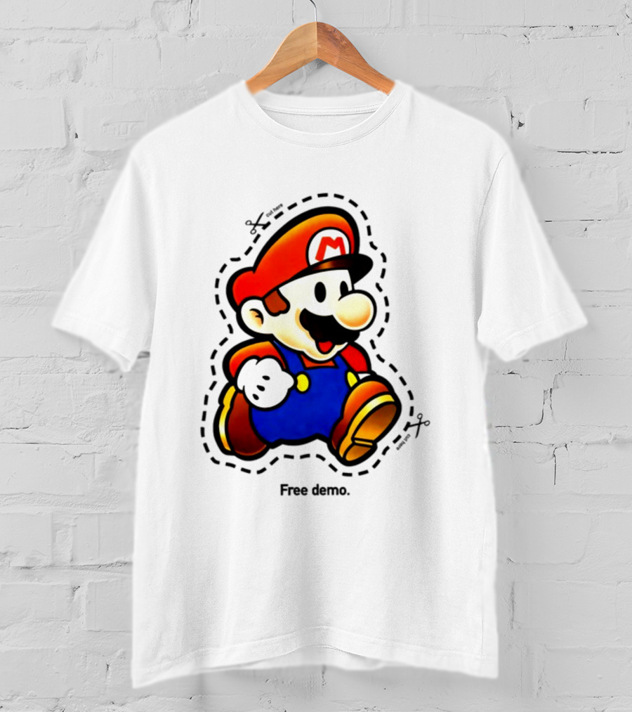 Mario Free Demo Adventure Icon With Cutout Outline T-Shirt