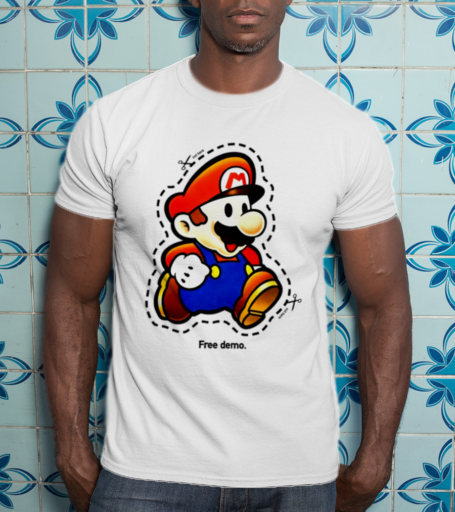Mario Free Demo Adventure Icon With Cutout Outline T-Shirt