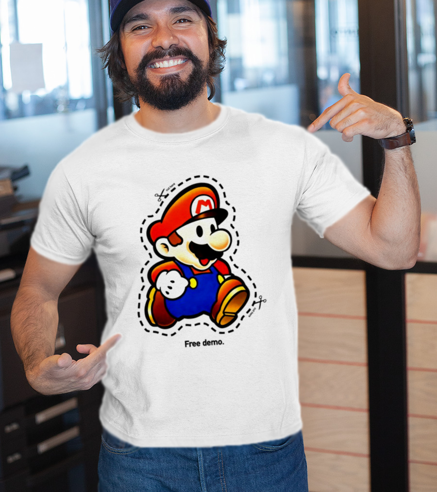 Mario Free Demo Adventure Icon With Cutout Outline T-Shirt