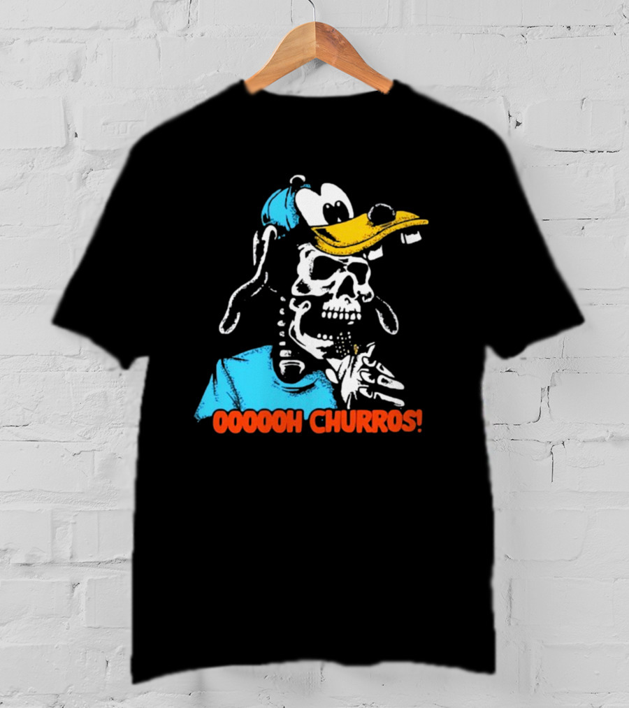 Oooooh Churros Skeleton Dog Character Eating Snack T-Shirt