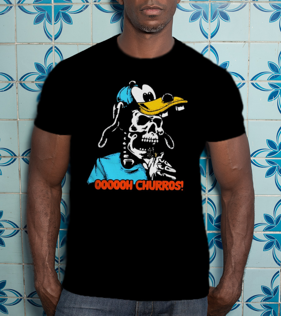 Oooooh Churros Skeleton Dog Character Eating Snack T-Shirt