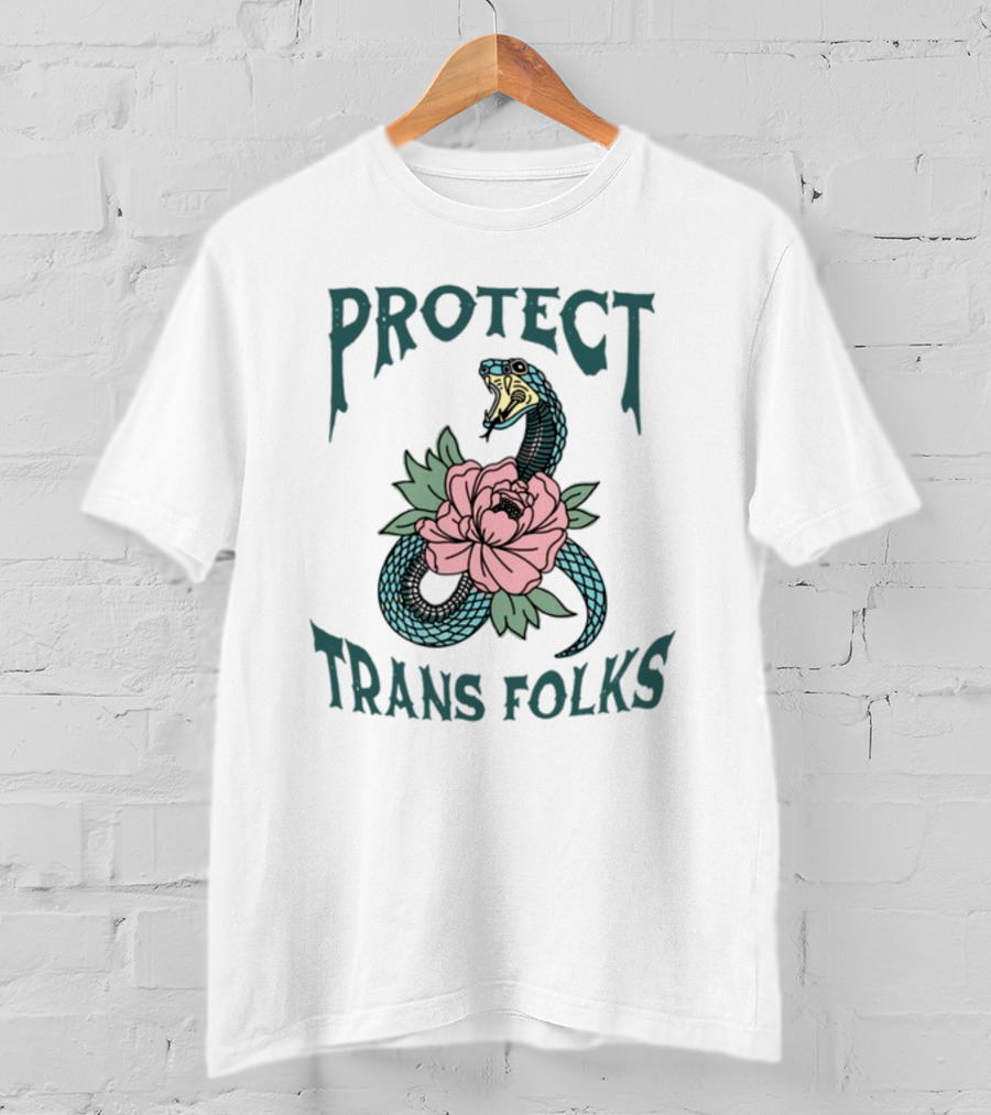 Protect Trans Folks Snake And Flower Transfigureprint T-Shirt
