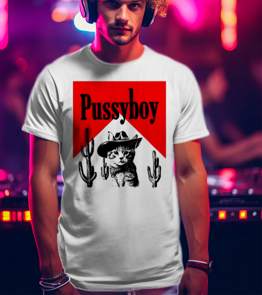 Pussyboy Cat Cactus Cowboy Hat Ezra Miche T-Shirt
