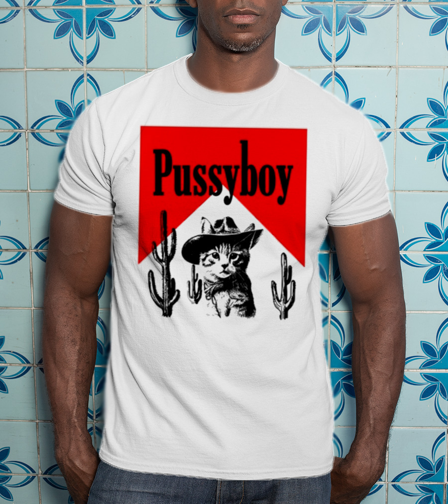 Pussyboy Cat Cactus Cowboy Hat Ezra Miche T-Shirt