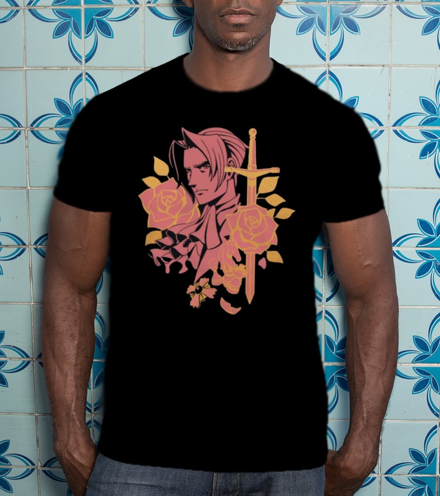 Fangamer King Of Prosecutors Miles Edgeworth Roses Sword Medallion T-Shirt