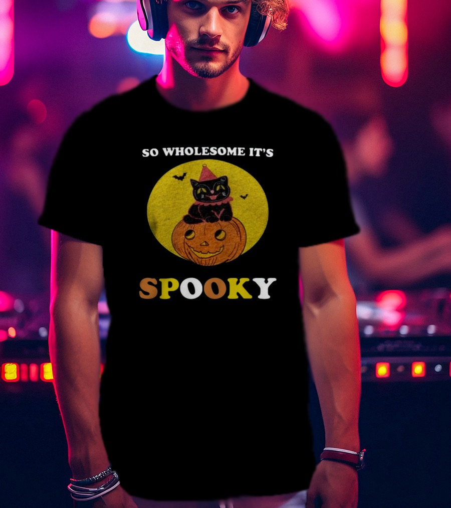 So Wholesome It's Spooky Black Cat Jack-o'-Lantern Halloween T-Shirt