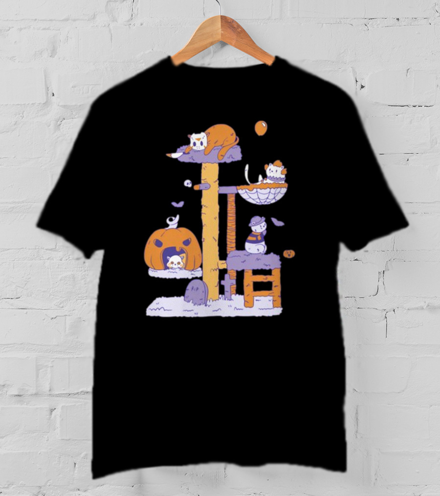 Gotfunny Cat Horror Icons Pumpkin Halloween Playhouse T-Shirt