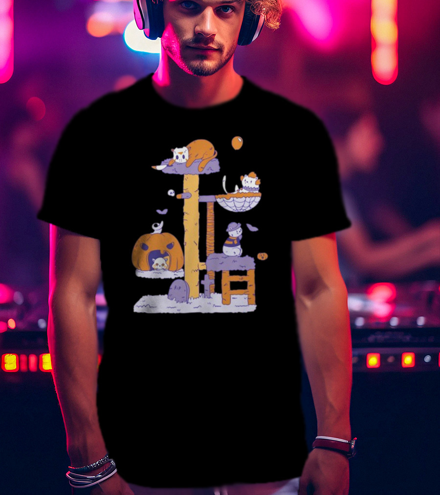 Gotfunny Cat Horror Icons Pumpkin Halloween Playhouse T-Shirt