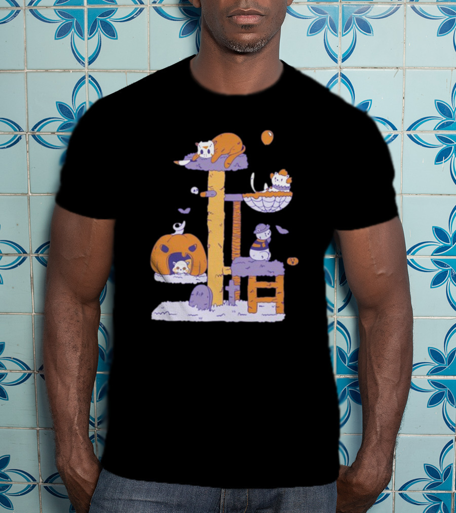 Gotfunny Cat Horror Icons Pumpkin Halloween Playhouse T-Shirt