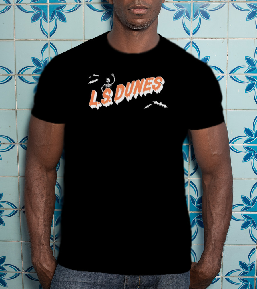 L.S. Dunes Skeleton With Bats Spooky T-Shirt
