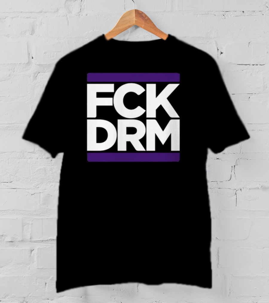 Modernvintageg Fck Drm Text Bold White Letters Purple Bars T-Shirt