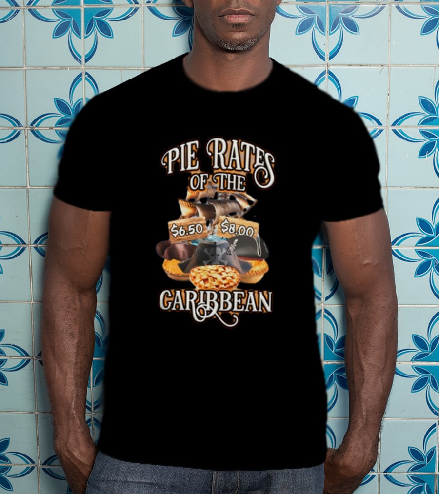 Pie Rates Of The Caribbean $6.50 $8.00 Pirate Hat And Ship Adventure T-Shirt