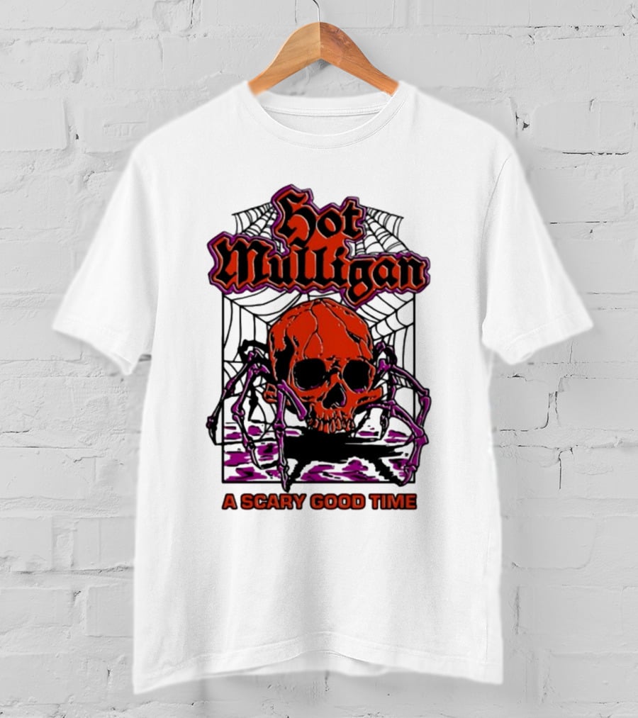 Hot Mulligan Halloween Skull Web A Scary Good Time T-Shirt