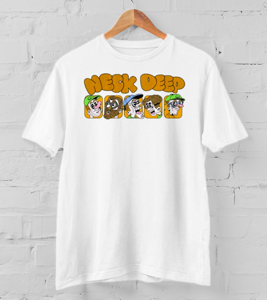 Neck Deep Cartoon Band Character Faces T-Shirt