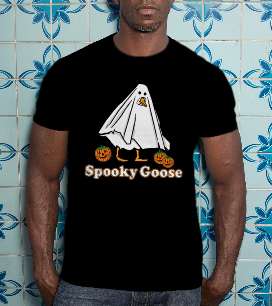 Spooky Goose Ghost Costume With Pumpkins T-Shirt