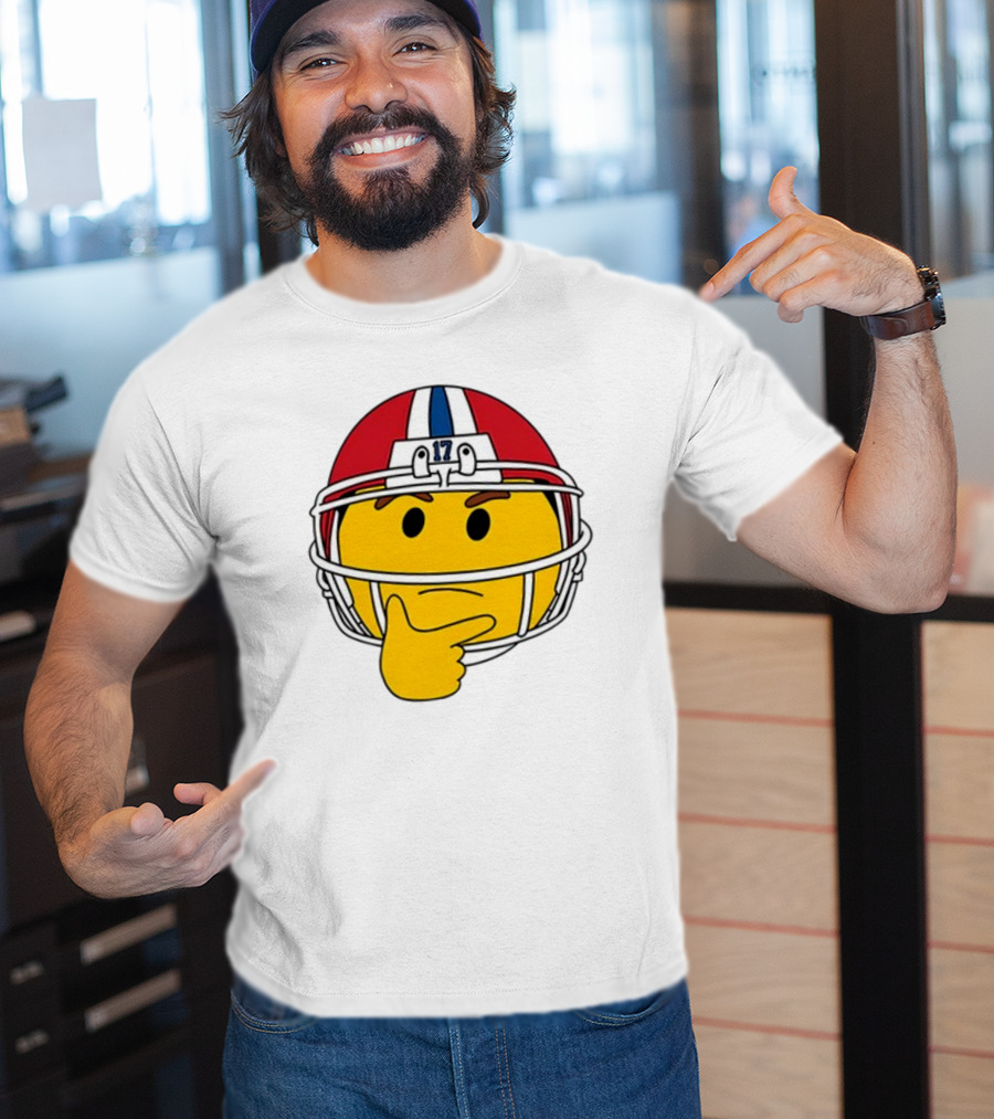 Hmm Moji Curious Thinking Face Football Helmet Red White Blue 17 T-Shirt