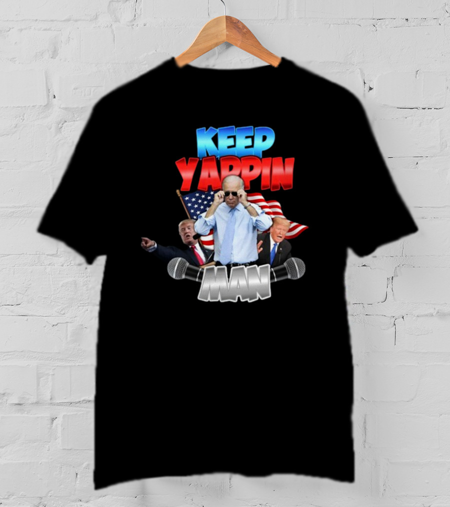 Keep Yappin Man American Flag Microphone Design By Designedbytheboys T-Shirt