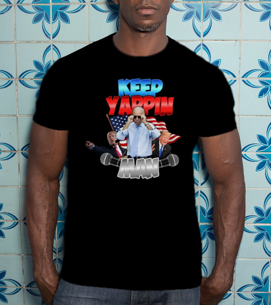 Keep Yappin Man American Flag Microphone Design By Designedbytheboys T-Shirt