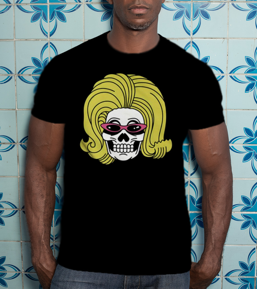 Juno Birch Death Skull Blonde Wig Pink Sunglasses T-Shirt