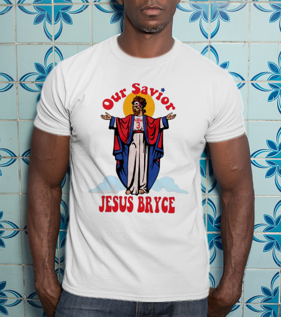 Our Savior Jesus Bryce Illustrated In Baseball Robes T-Shirt