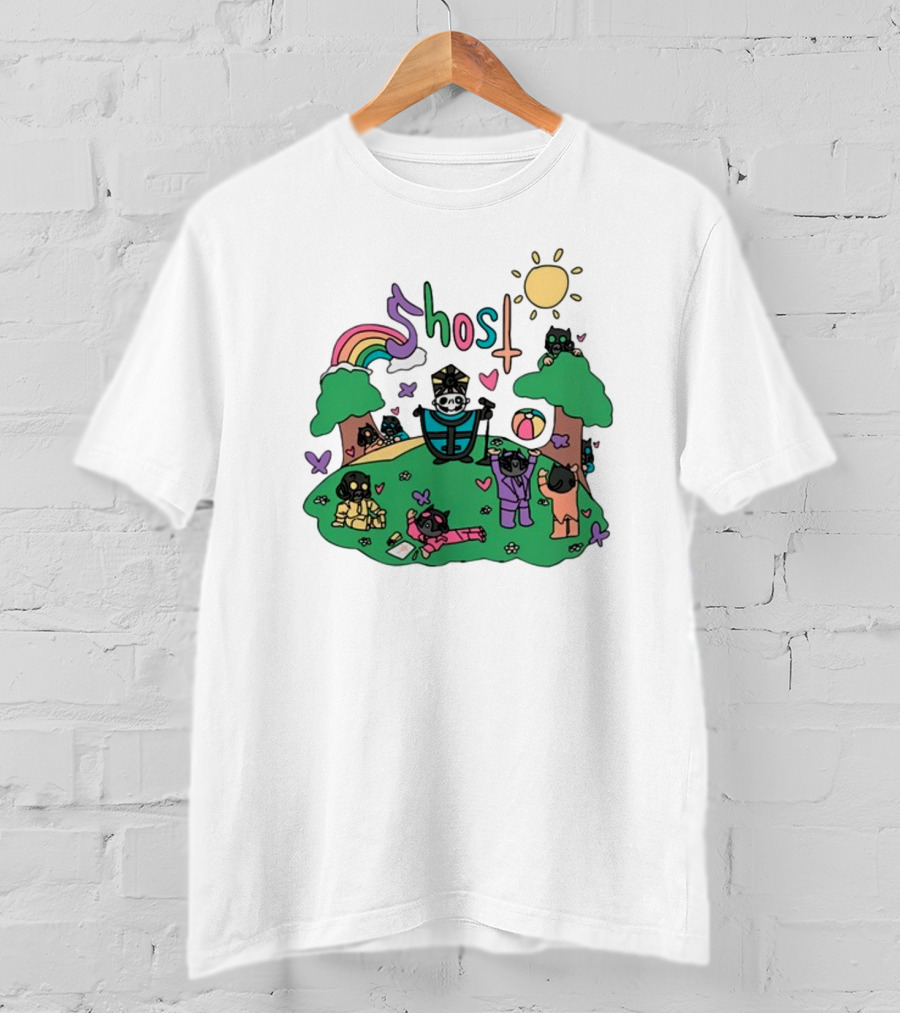 Cardinal Copia Ghost Slipknot Fun Cartoon Scene With Rainbow And Sun T-Shirt