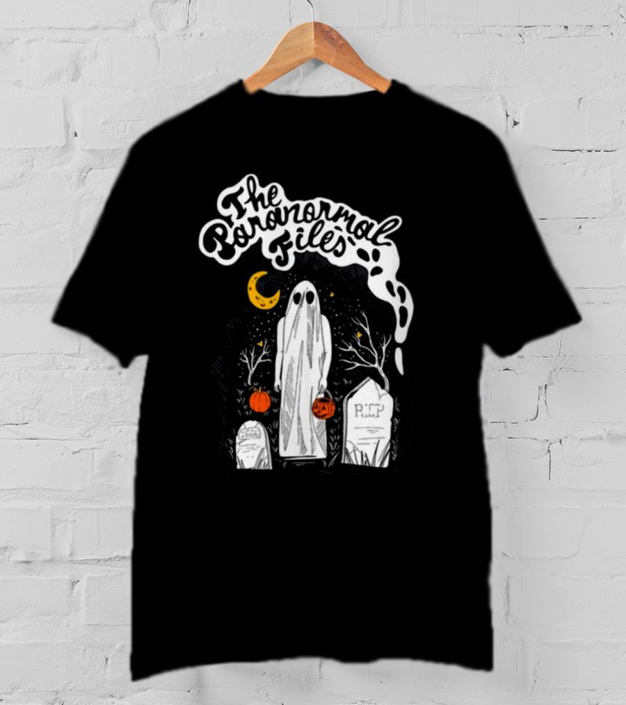 The Paranormal Files Ghost Halloween Cemetery Moon Stars RIP Pumpkin T-Shirt
